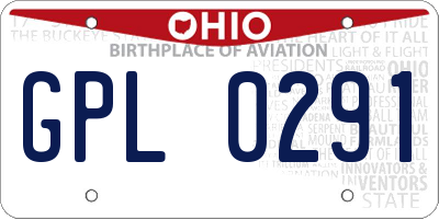 OH license plate GPL0291