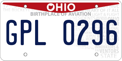 OH license plate GPL0296
