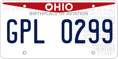 OH license plate GPL0299