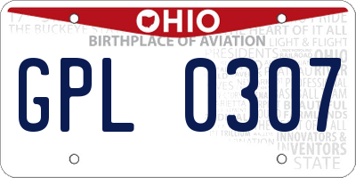 OH license plate GPL0307