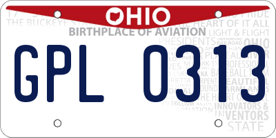 OH license plate GPL0313