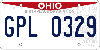 OH license plate GPL0329