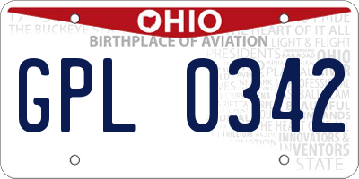 OH license plate GPL0342
