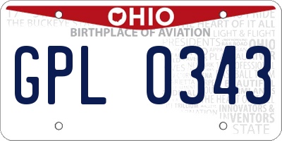 OH license plate GPL0343