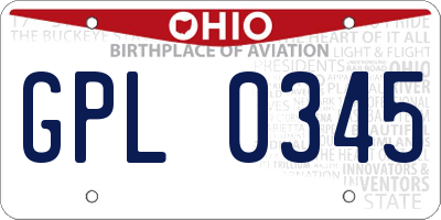 OH license plate GPL0345