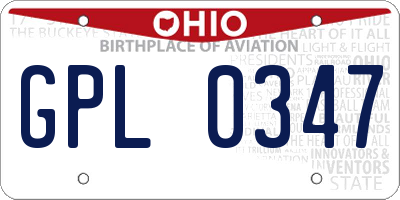 OH license plate GPL0347