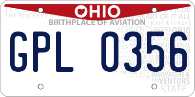 OH license plate GPL0356