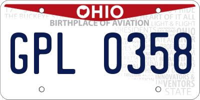OH license plate GPL0358