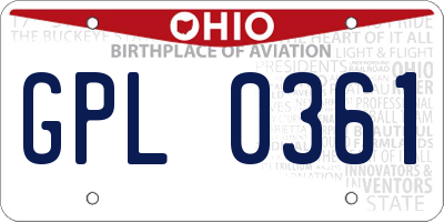 OH license plate GPL0361