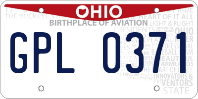 OH license plate GPL0371