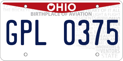 OH license plate GPL0375