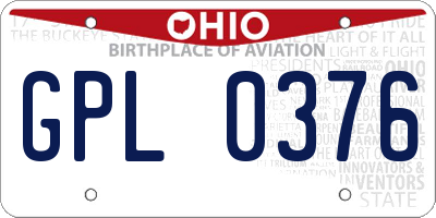 OH license plate GPL0376