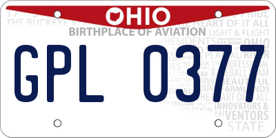 OH license plate GPL0377
