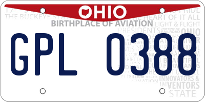 OH license plate GPL0388