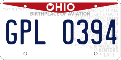 OH license plate GPL0394