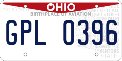 OH license plate GPL0396