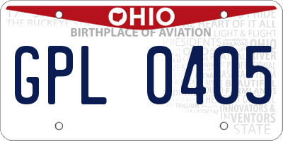 OH license plate GPL0405