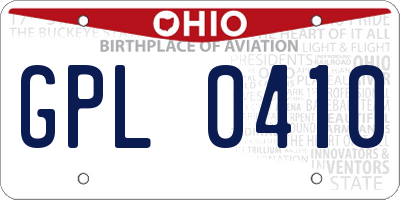 OH license plate GPL0410