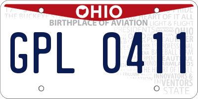 OH license plate GPL0411