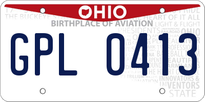 OH license plate GPL0413