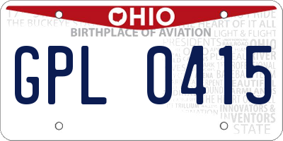 OH license plate GPL0415