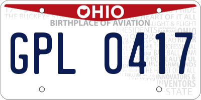 OH license plate GPL0417
