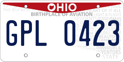 OH license plate GPL0423