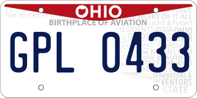 OH license plate GPL0433