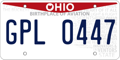 OH license plate GPL0447