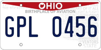 OH license plate GPL0456