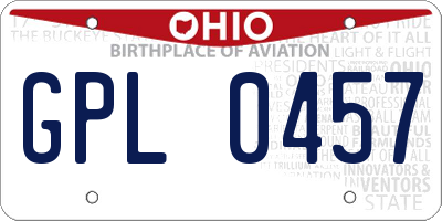OH license plate GPL0457