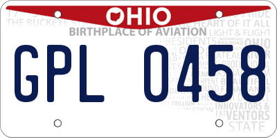OH license plate GPL0458