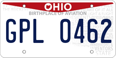 OH license plate GPL0462