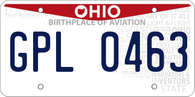 OH license plate GPL0463