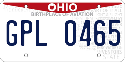 OH license plate GPL0465