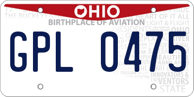 OH license plate GPL0475