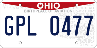 OH license plate GPL0477