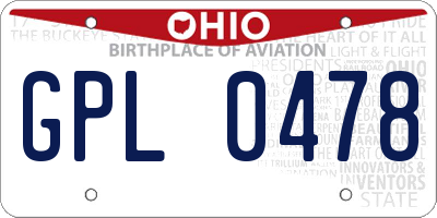 OH license plate GPL0478