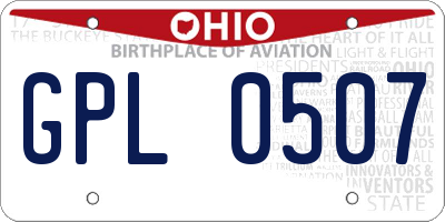OH license plate GPL0507