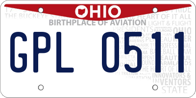 OH license plate GPL0511
