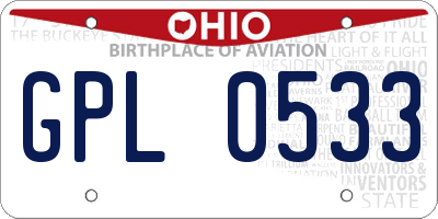 OH license plate GPL0533