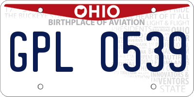 OH license plate GPL0539