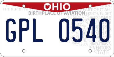 OH license plate GPL0540
