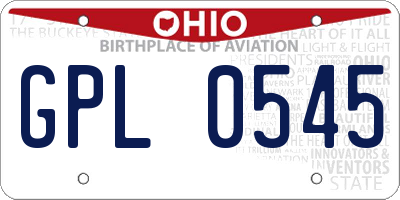 OH license plate GPL0545