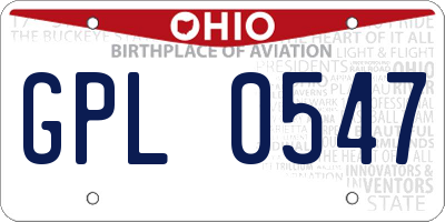 OH license plate GPL0547