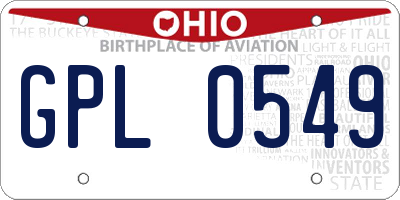 OH license plate GPL0549