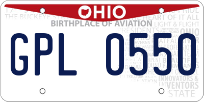 OH license plate GPL0550