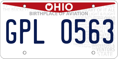OH license plate GPL0563