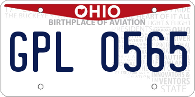 OH license plate GPL0565