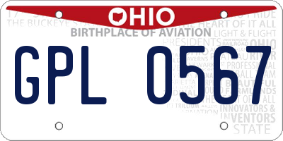 OH license plate GPL0567
